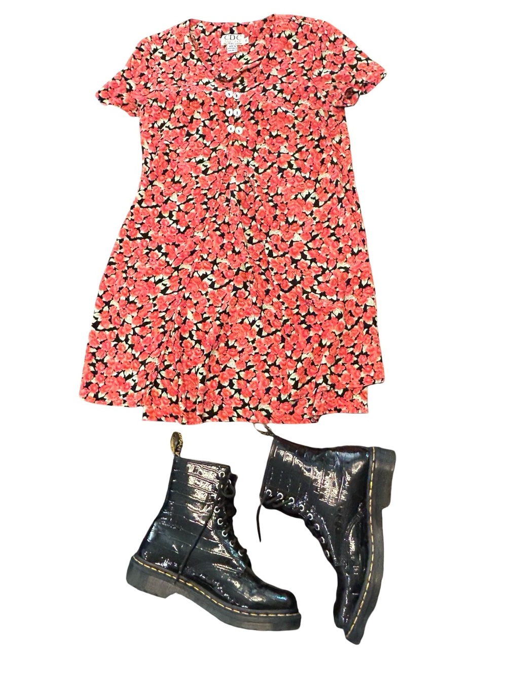 VTN 90s CDC petites red floral grunge babydoll mini skater dress indie sleaze 6